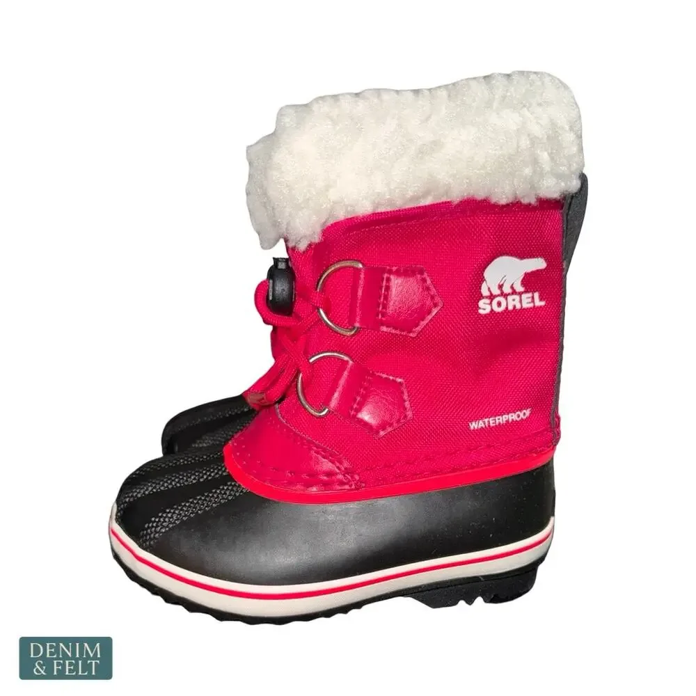NEW Sorel Yoot Pac Nylon Snow Boots Kids Waterproof Insulated Winter Pink Size 9